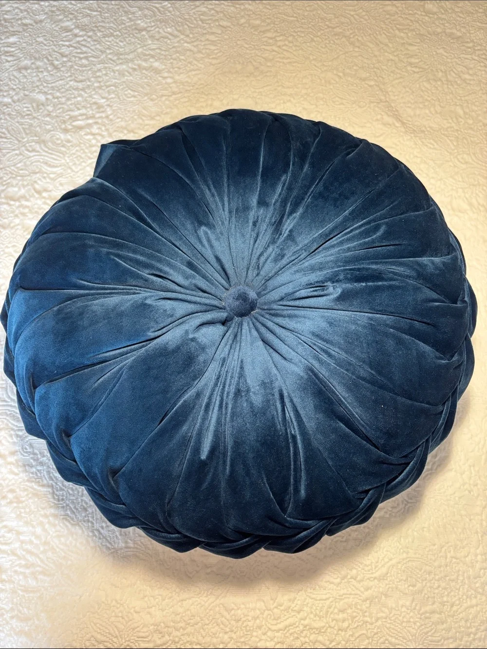 Plush Round Velvet Throw Pillow - Deep Blue